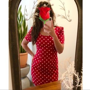 Vintage 90s Red Polka Dot Mini Dress